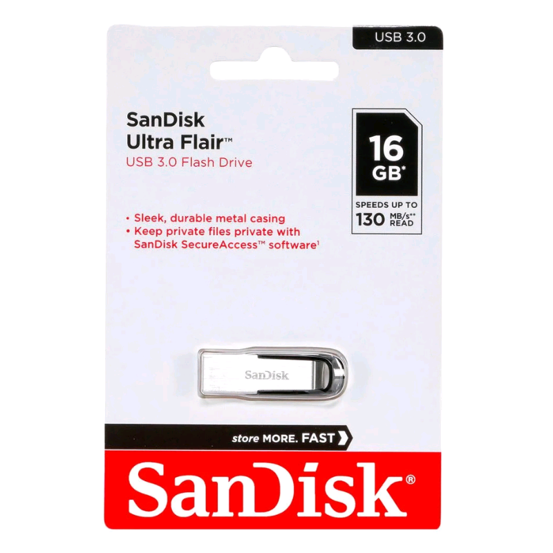 SanDisk Ultra Flair USB 3.0 Flash Drive - 16GB (Black) Model Number: SDCZ73-016G-Q46