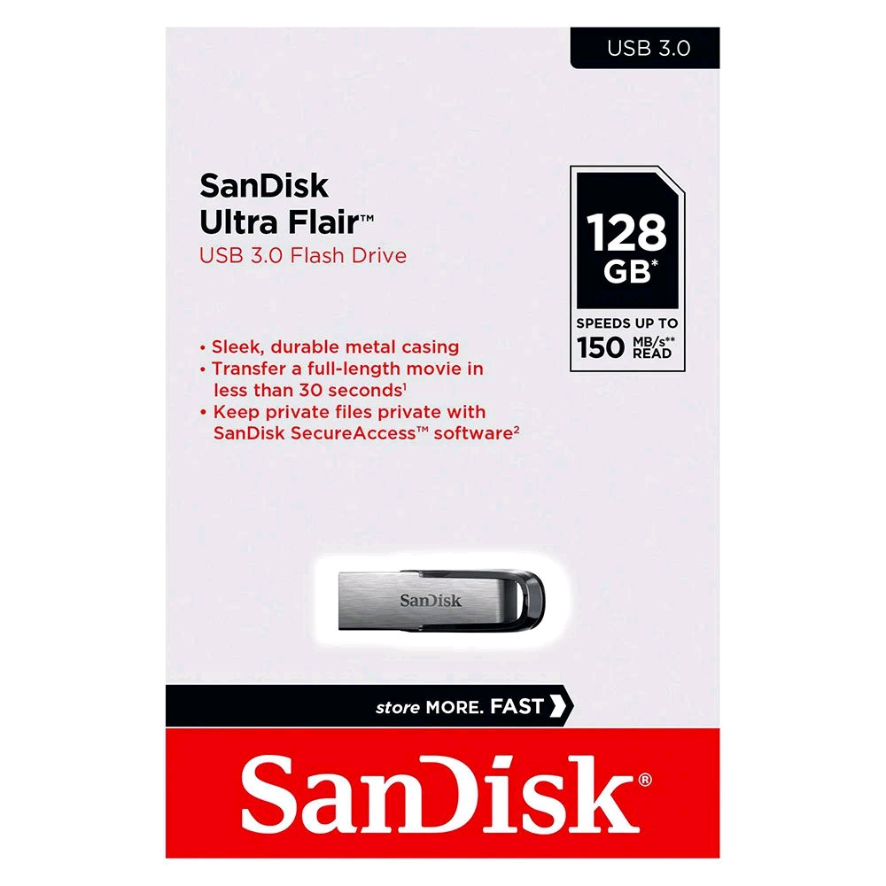 SanDisk Ultra Flair 128GB USB 3.0 150 MB/s Flash Drive (SDCZ73-0128G-G46)