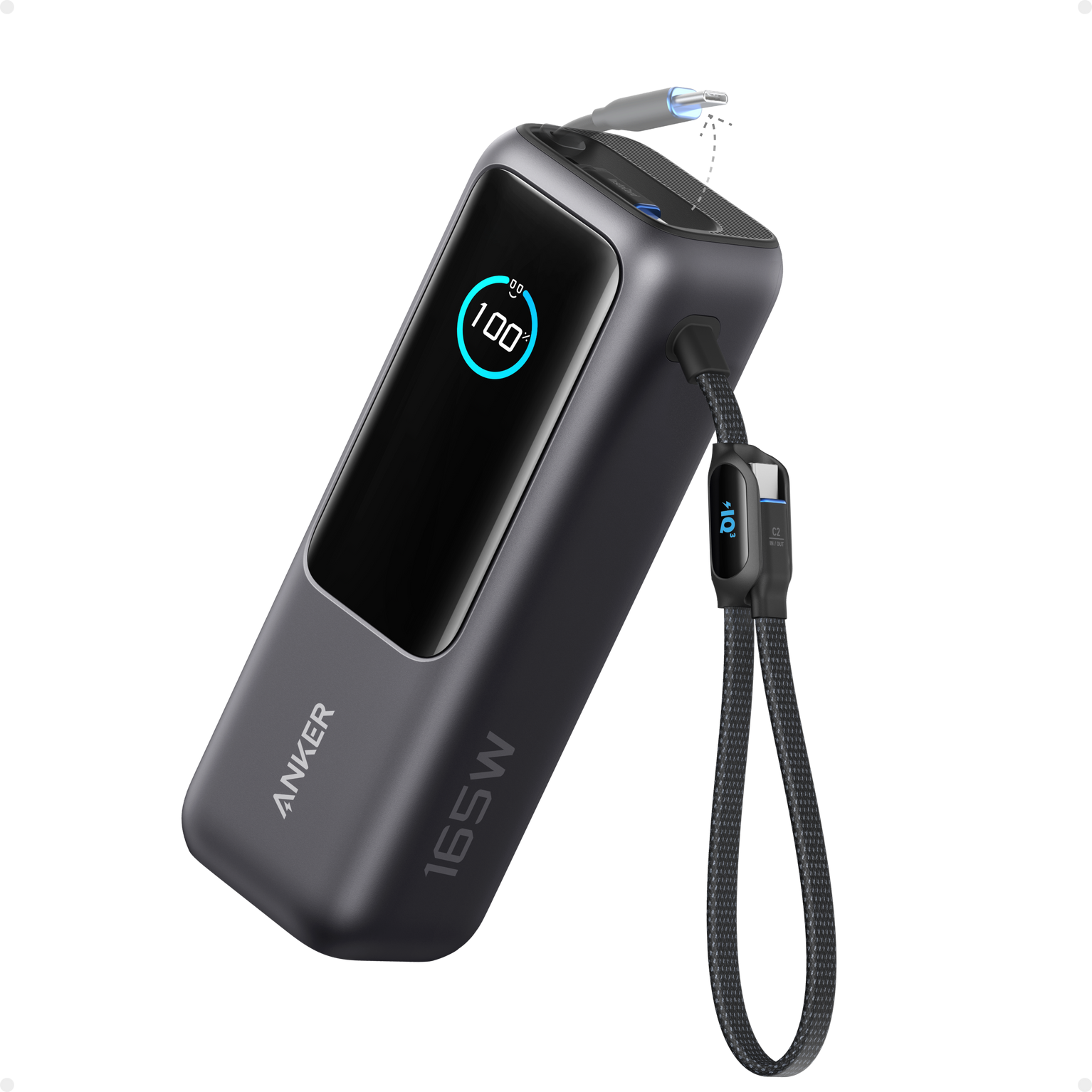 Anker Laptop Power Bank (25K, 165W, Built-In and Retractable Cables)